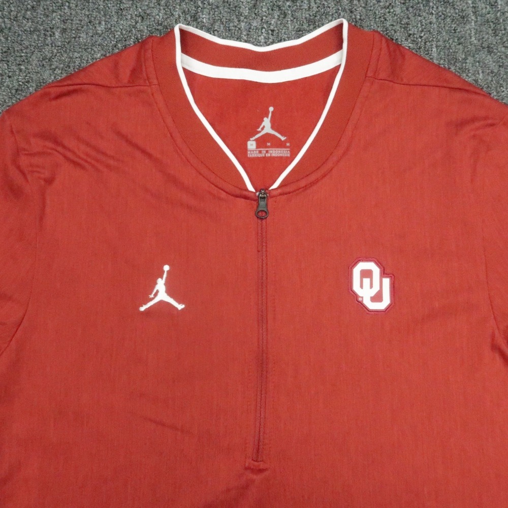 Oklahoma Sooners Pullover Adult Medium Red Nike Jordan Half‎ Zip Warmup - Picture 2 of 10